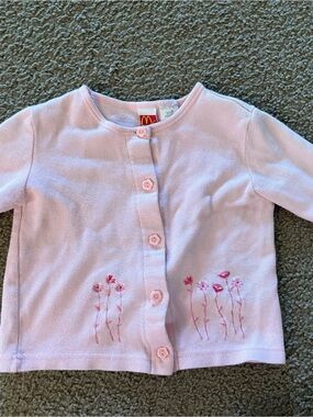 McDonald's Light Pink Girls' Floral Knit Cardigan
